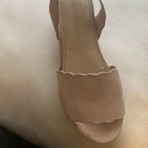 Marc Fisher Faitful Pink Suede Ankle Strap Espadrille Platform Sandals - Picture 4 of 5